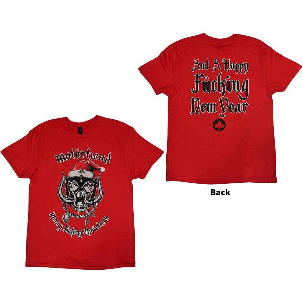 Motorhead Unisex T-Shirt: Christmas 2017 (Red) (Back Print)