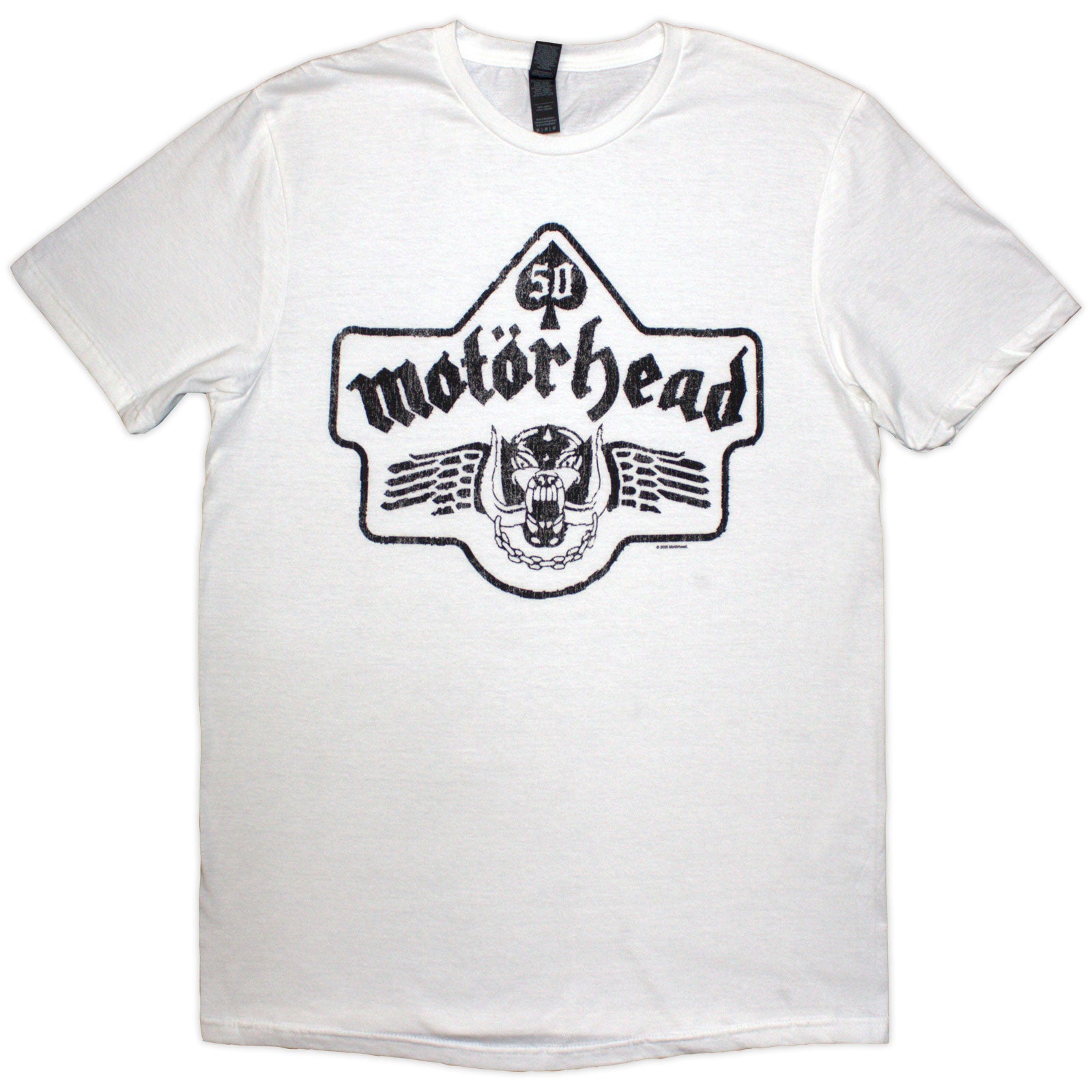 Motorhead Unisex T-Shirt: 50 Years Ace Wings Emblem (White)