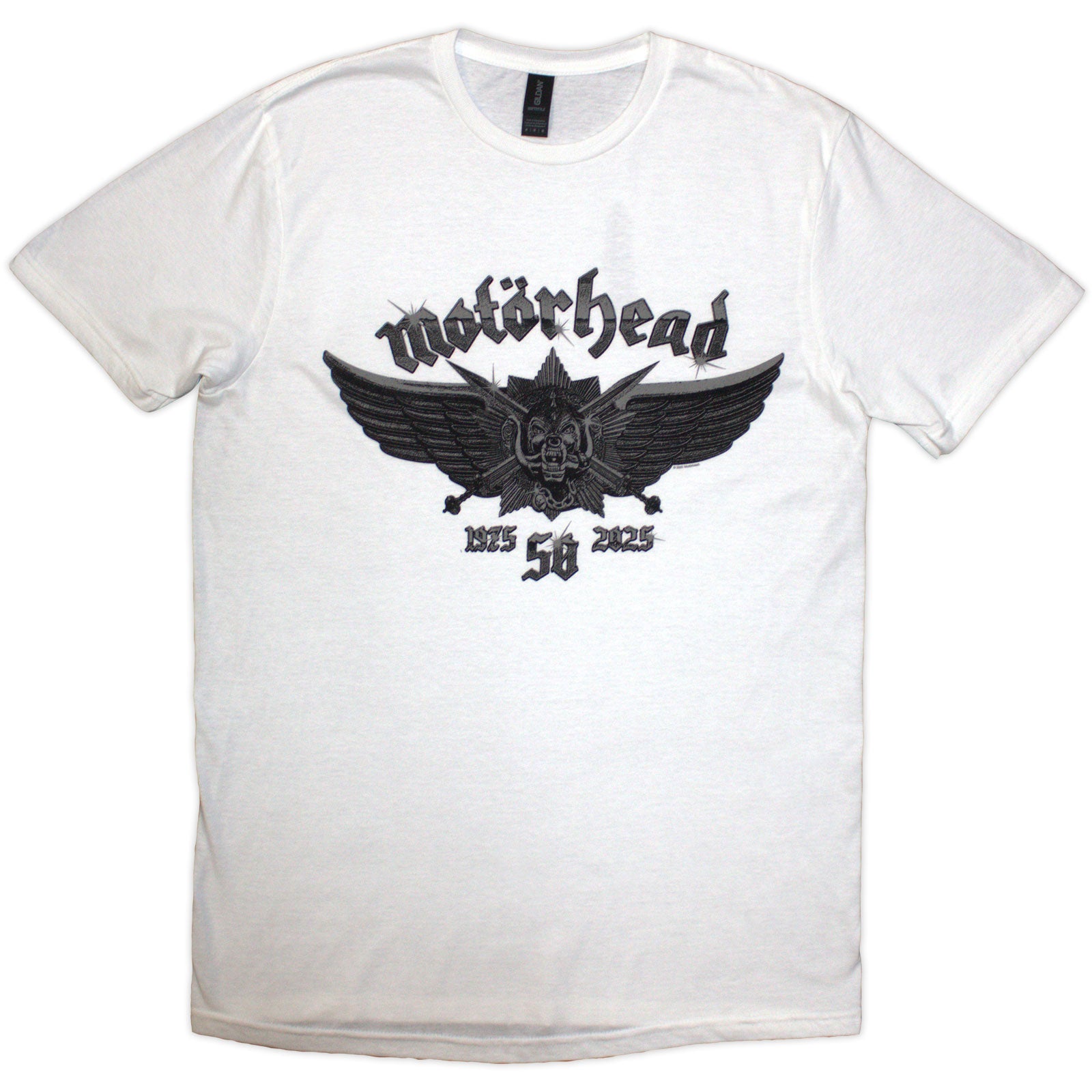 Motorhead Unisex T-Shirt: 50 Years Wings Badge (White)