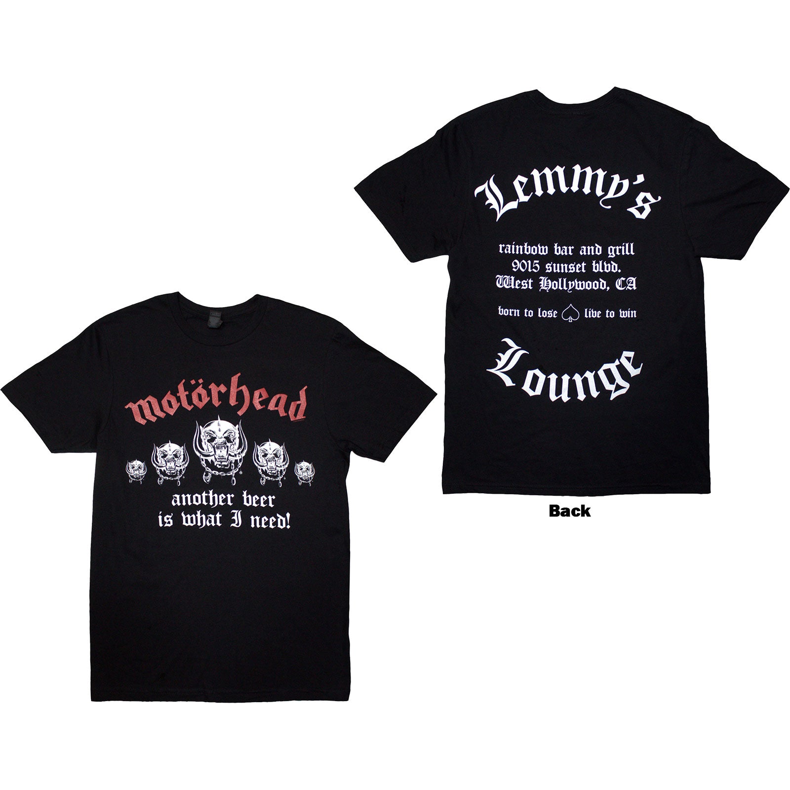 Motorhead Unisex T-Shirt: Lemmy's Lounge (Black) (Back Print)