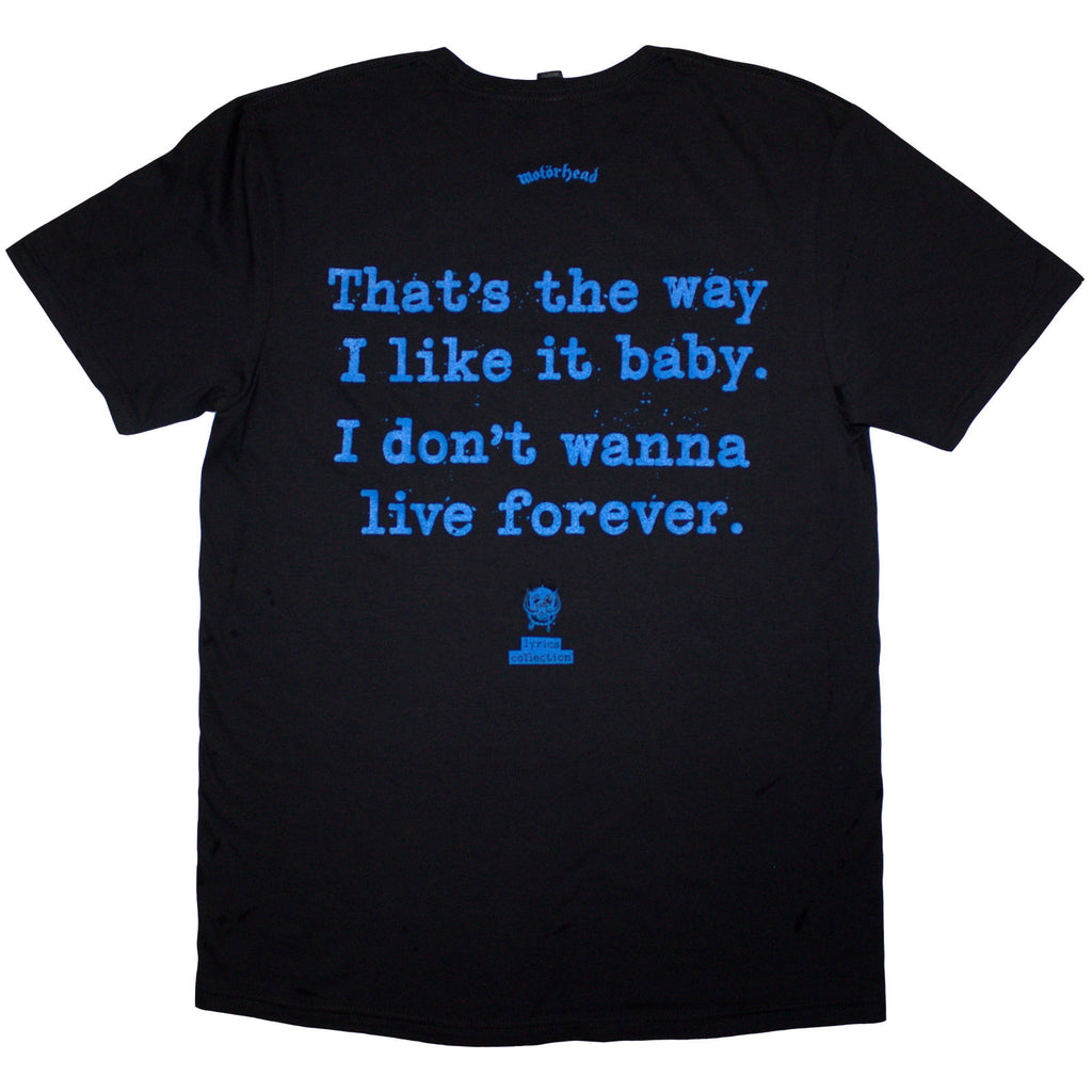 Motorhead Unisex T-Shirt: Ace Of Spades Lyric (Back Print) (Black)