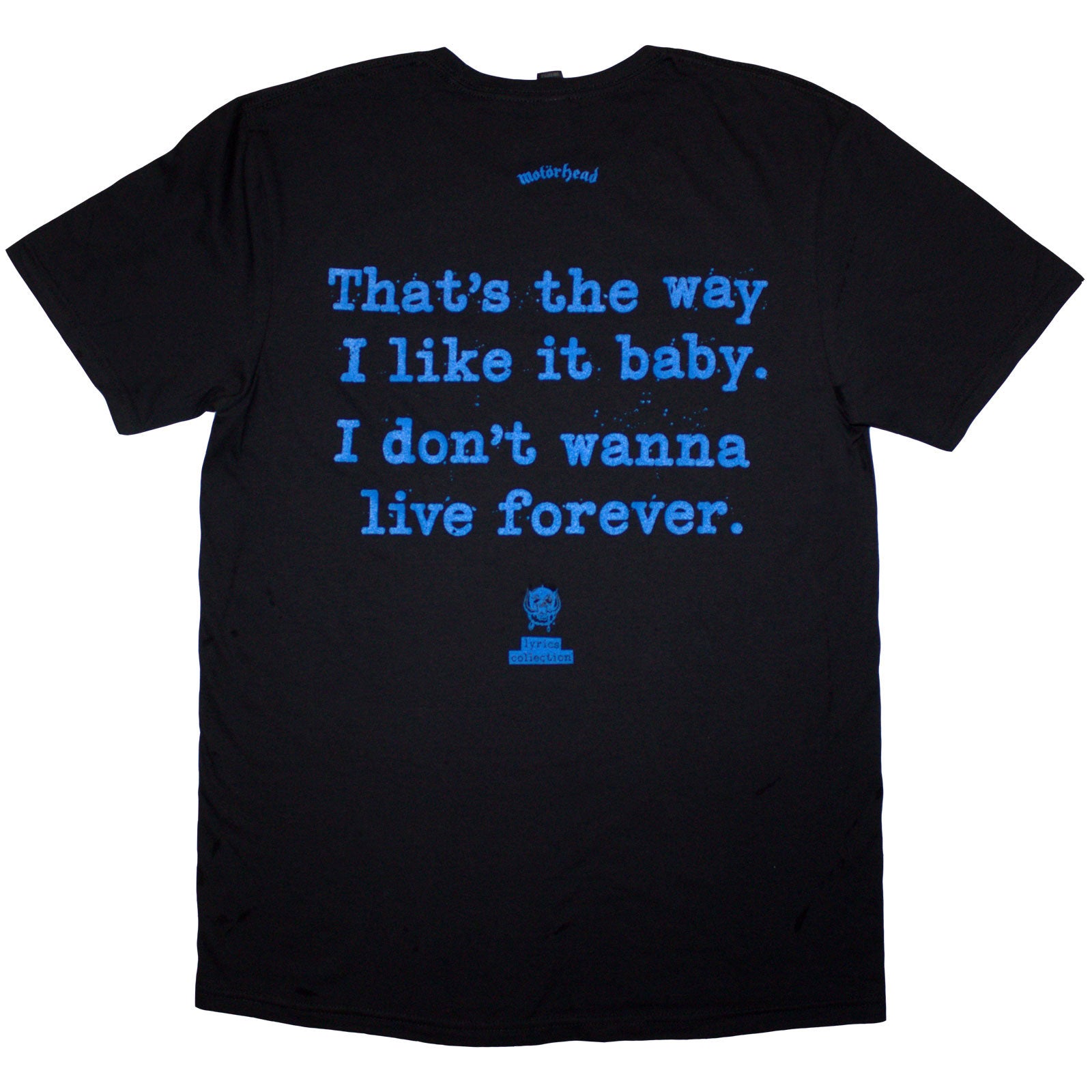 Motorhead Unisex T-Shirt: Ace Of Spades Lyric (Back Print) (Black)