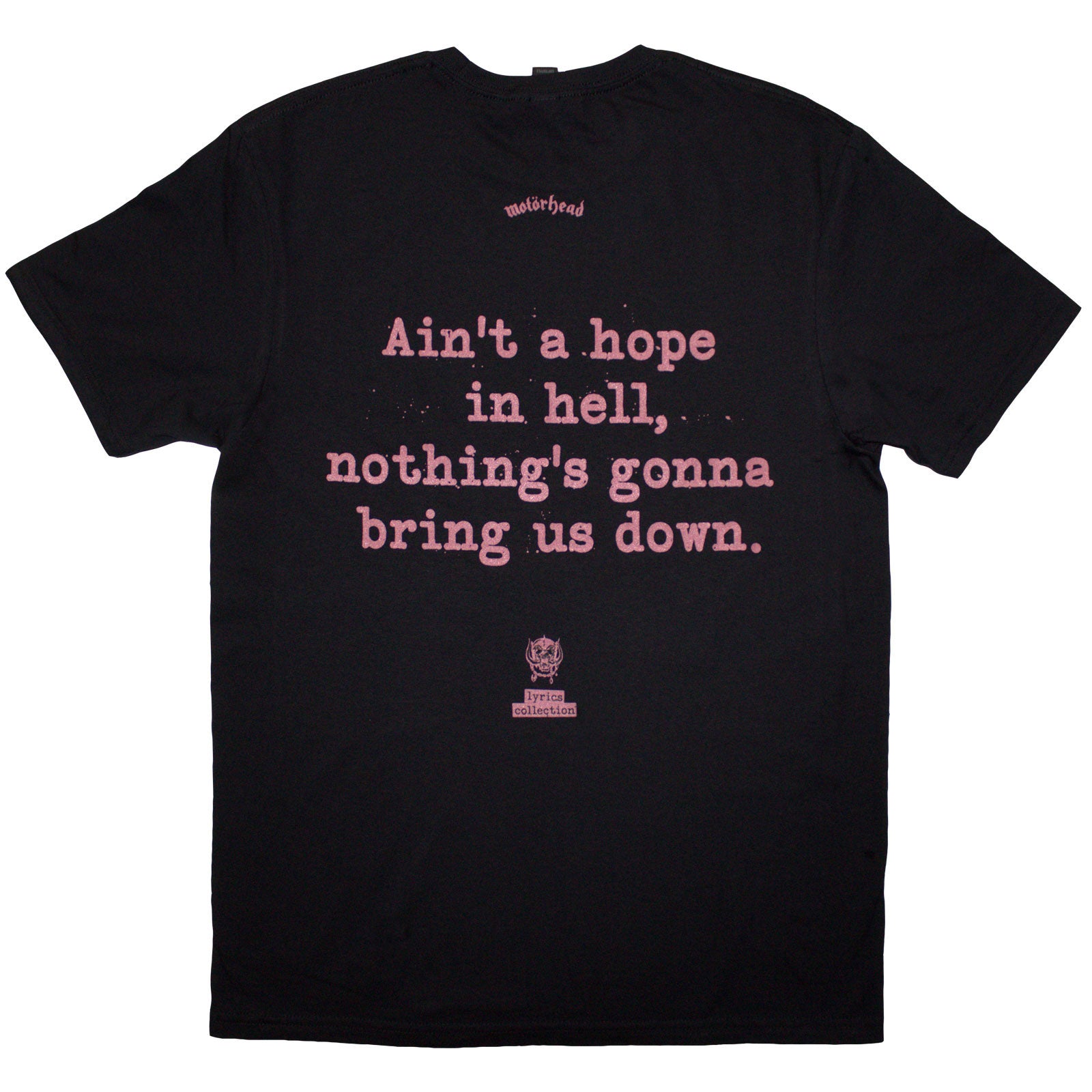 Motorhead Unisex T-Shirt: Bomber Lyric (Black) (Back Print)