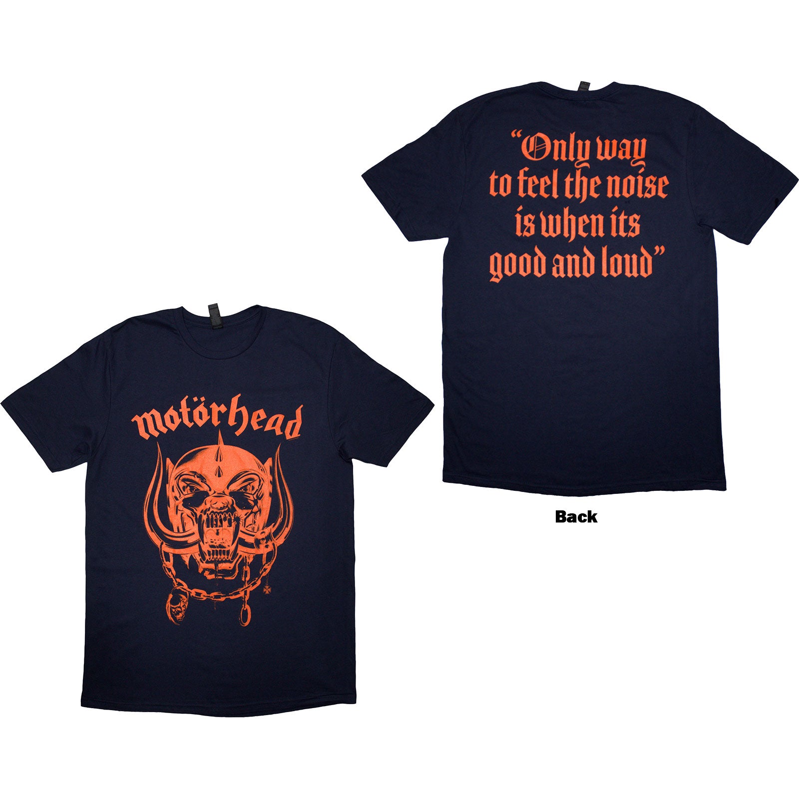 Motorhead Unisex T-Shirt: Good & Loud (Navy Blue) (Back Print)