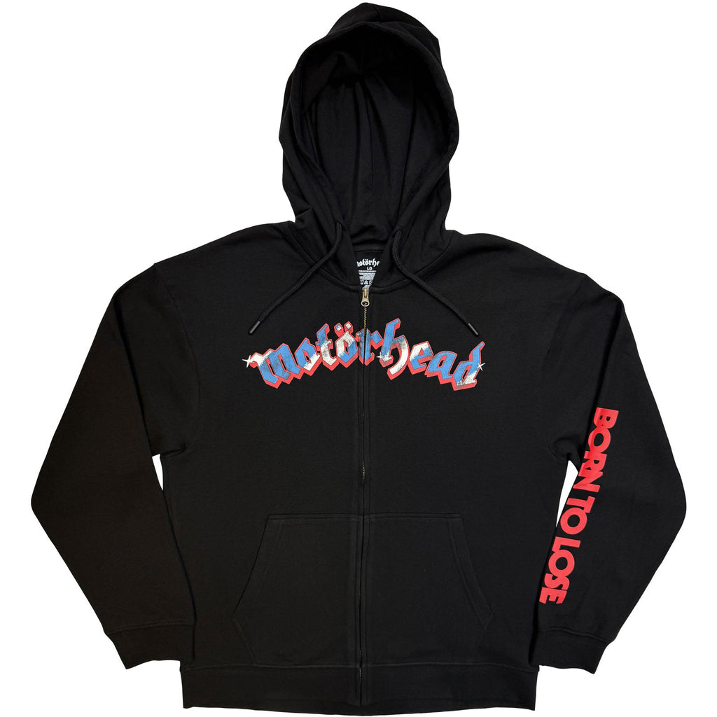 Motorhead Unisex Zipped Hoodie: Live To Win (Black) (Back & Sleeve Print)