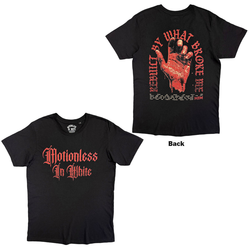 Motionless In White Unisex T-Shirt: Hand (Black) (Back Print)