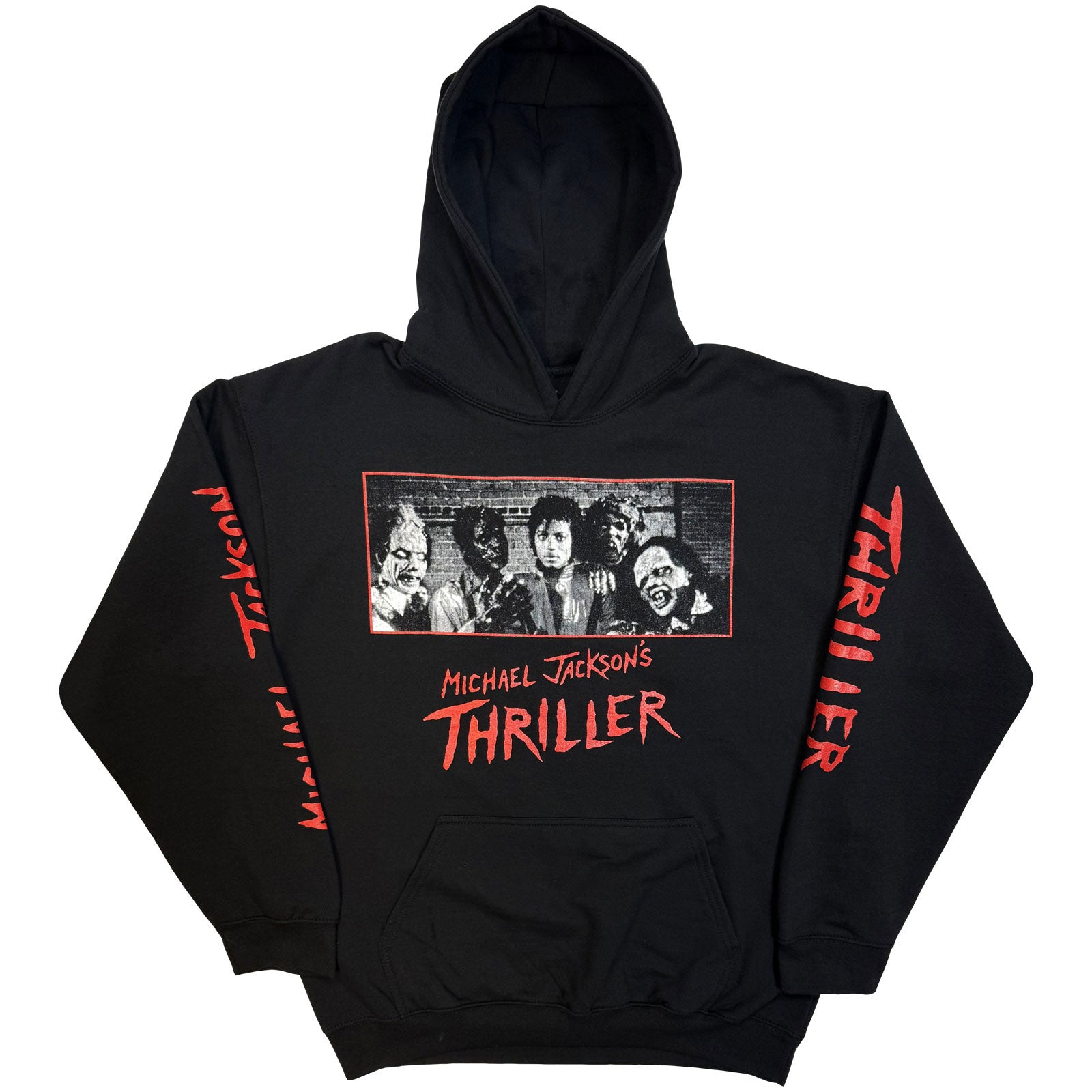 Michael Jackson Unisex Pullover Hoodie: Thriller Zombies (Black) (Back Print)
