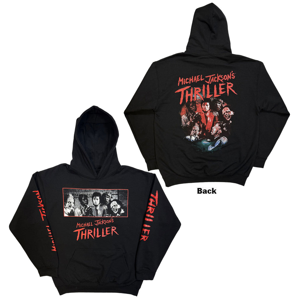 Michael Jackson Unisex Pullover Hoodie: Thriller Zombies (Black) (Back Print)