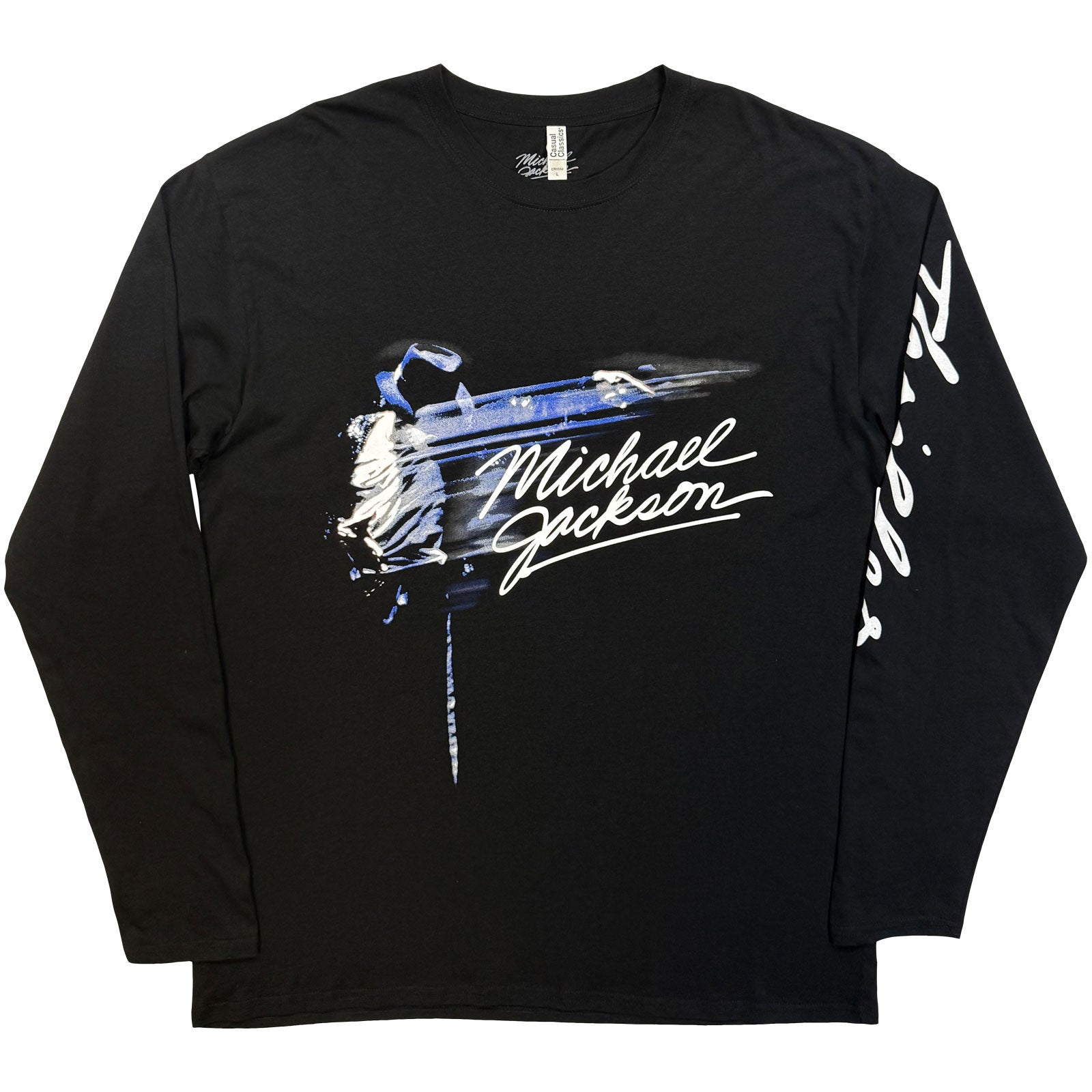 Michael Jackson Unisex Long Sleeve T-Shirt: Thriller / Hat Poses (Black) (Back Print)