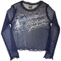 Michael Jackson Ladies Long Sleeve Mesh Crop Top: Blurred (Blue)