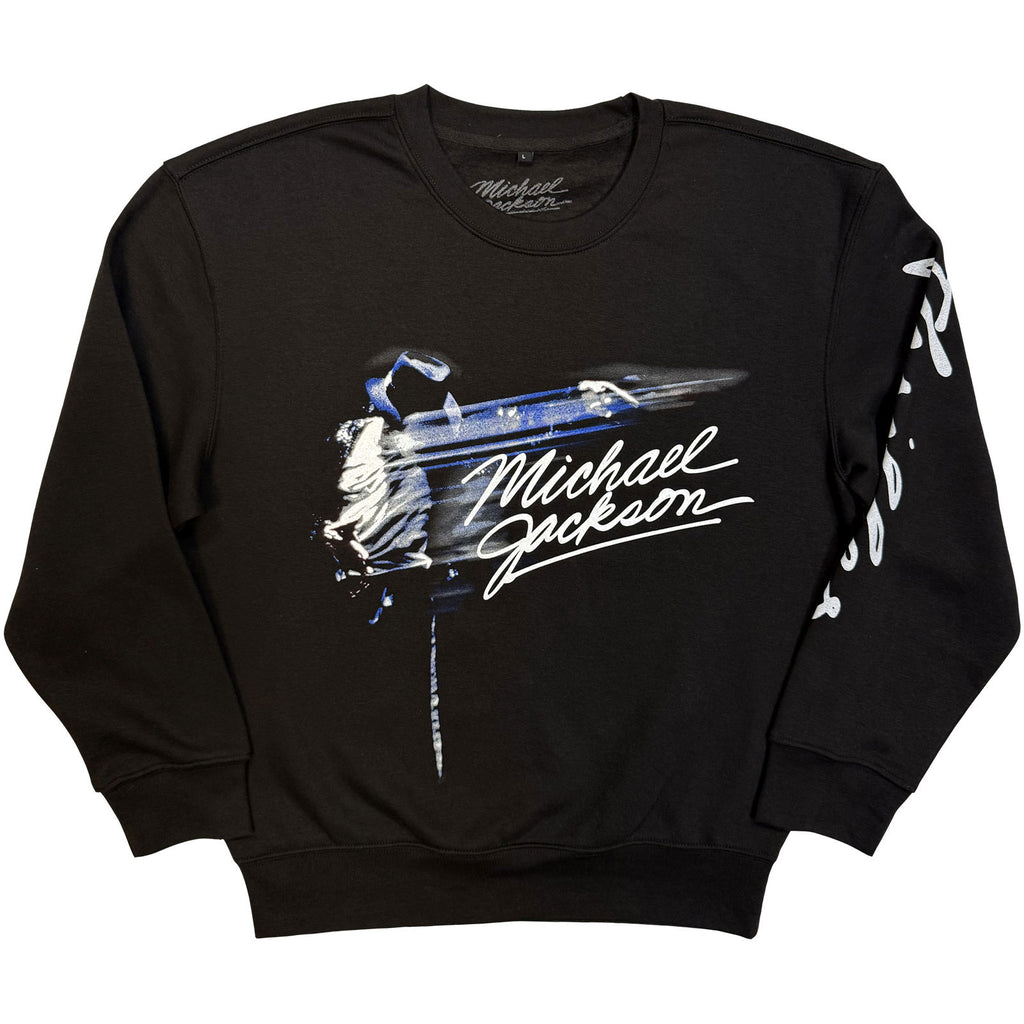 Michael Jackson Unisex Sweatshirt-Shirt: Thriller / Hat Poses (Black) (Back Print)