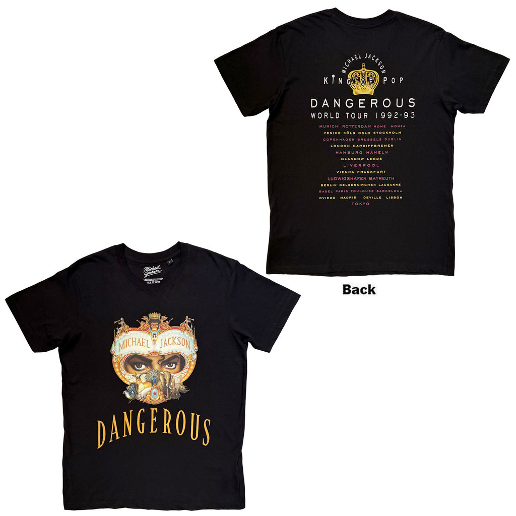 Michael Jackson Unisex T-Shirt: Dangerous World Tour (Black) (Back Print)