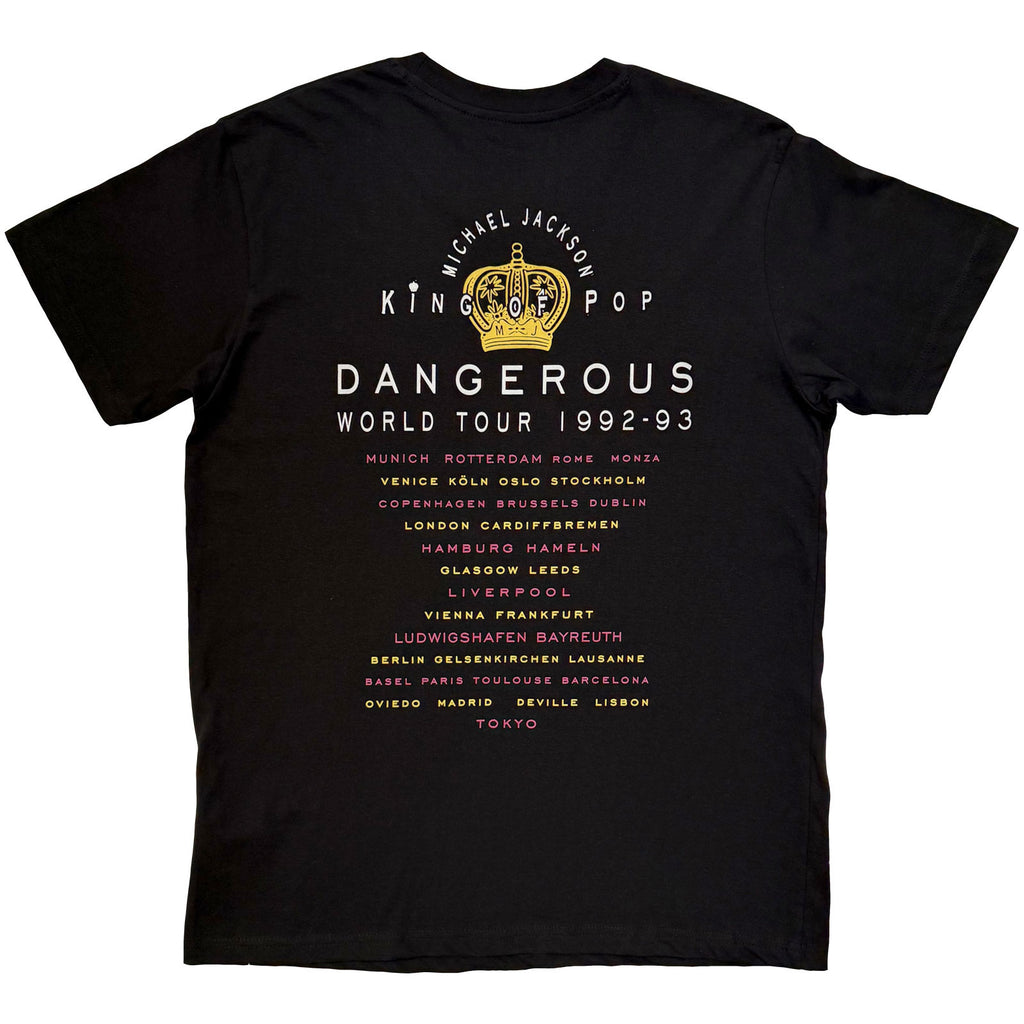 Michael Jackson Unisex T-Shirt: Dangerous World Tour (Black) (Back Print)