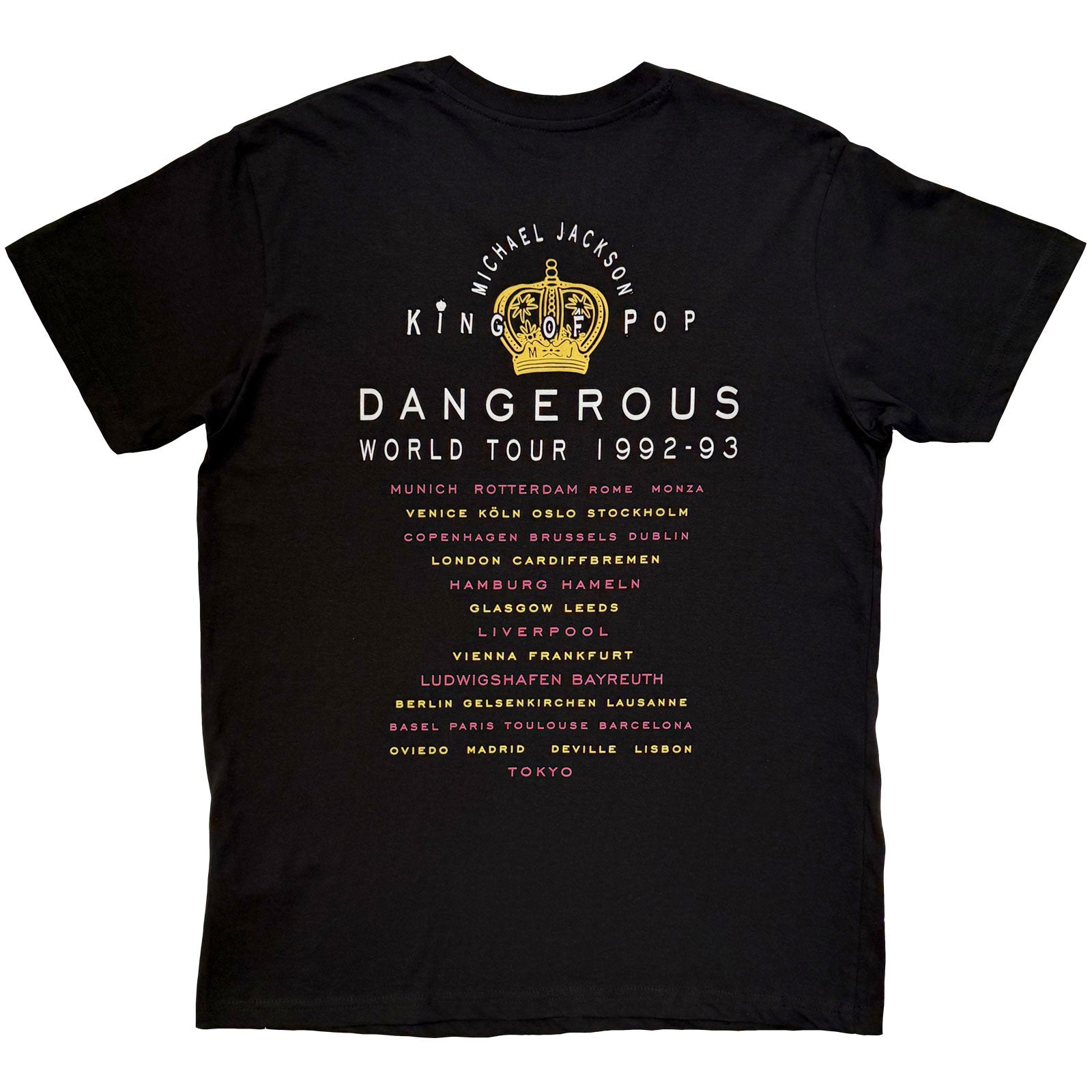Michael Jackson Unisex T-Shirt: Dangerous World Tour (Black) (Back Print)