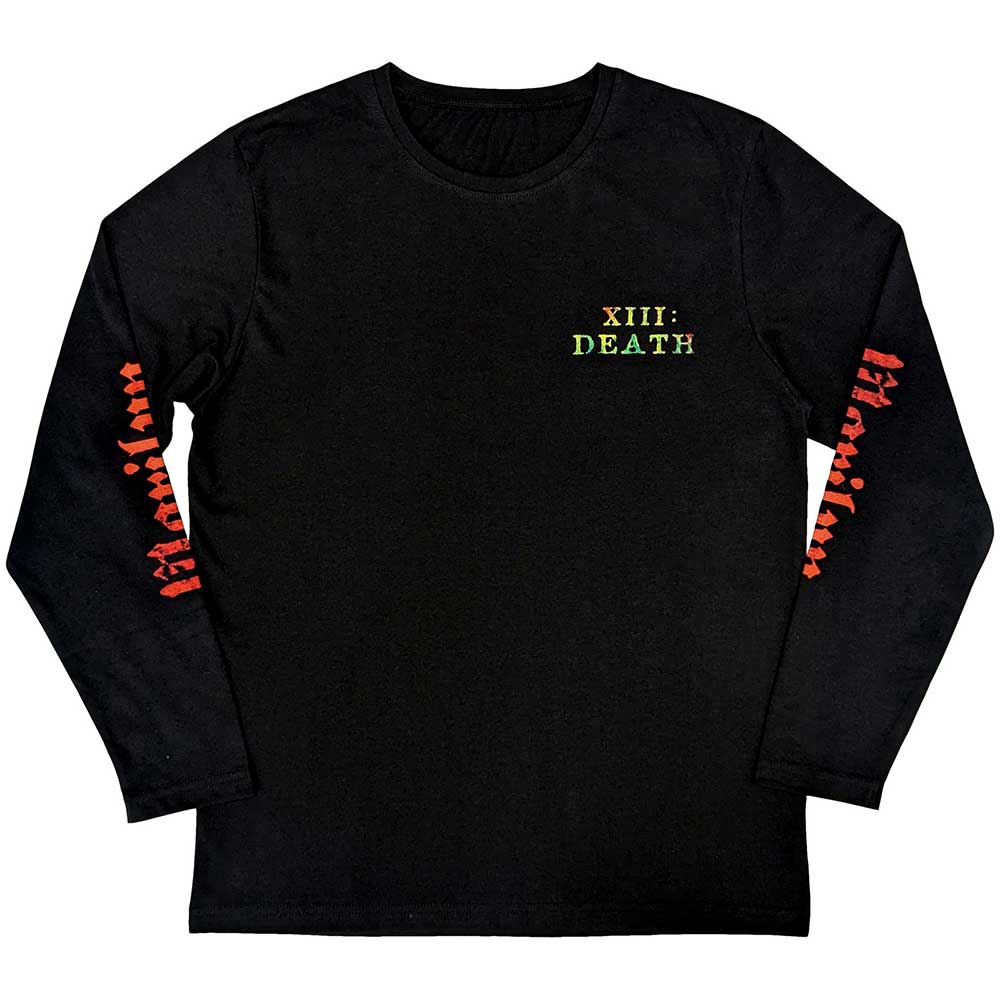 Marilyn Manson Unisex Long Sleeve T-Shirt: Death (Black) (Back & Sleeve Print)
