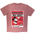 Disney Unisex Stone Wash T-Shirt: Mickey Wild Waves (Kashmir Red)