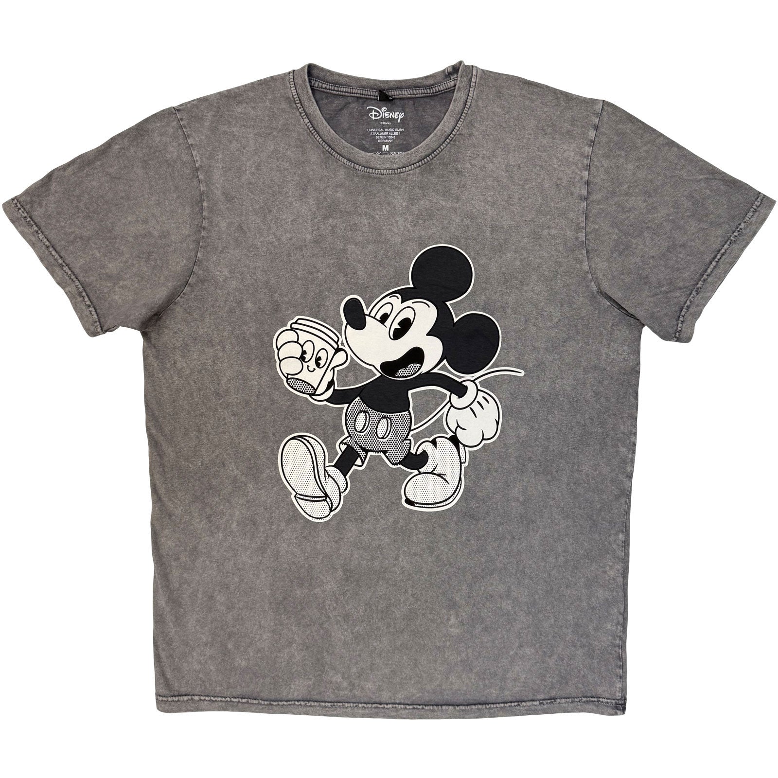 Disney Unisex Stone Wash T-Shirt: Mickey Vintage Walk (Grey)