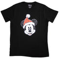 Mickey Mouse Unisex T-Shirt: Santa Hat (Black)