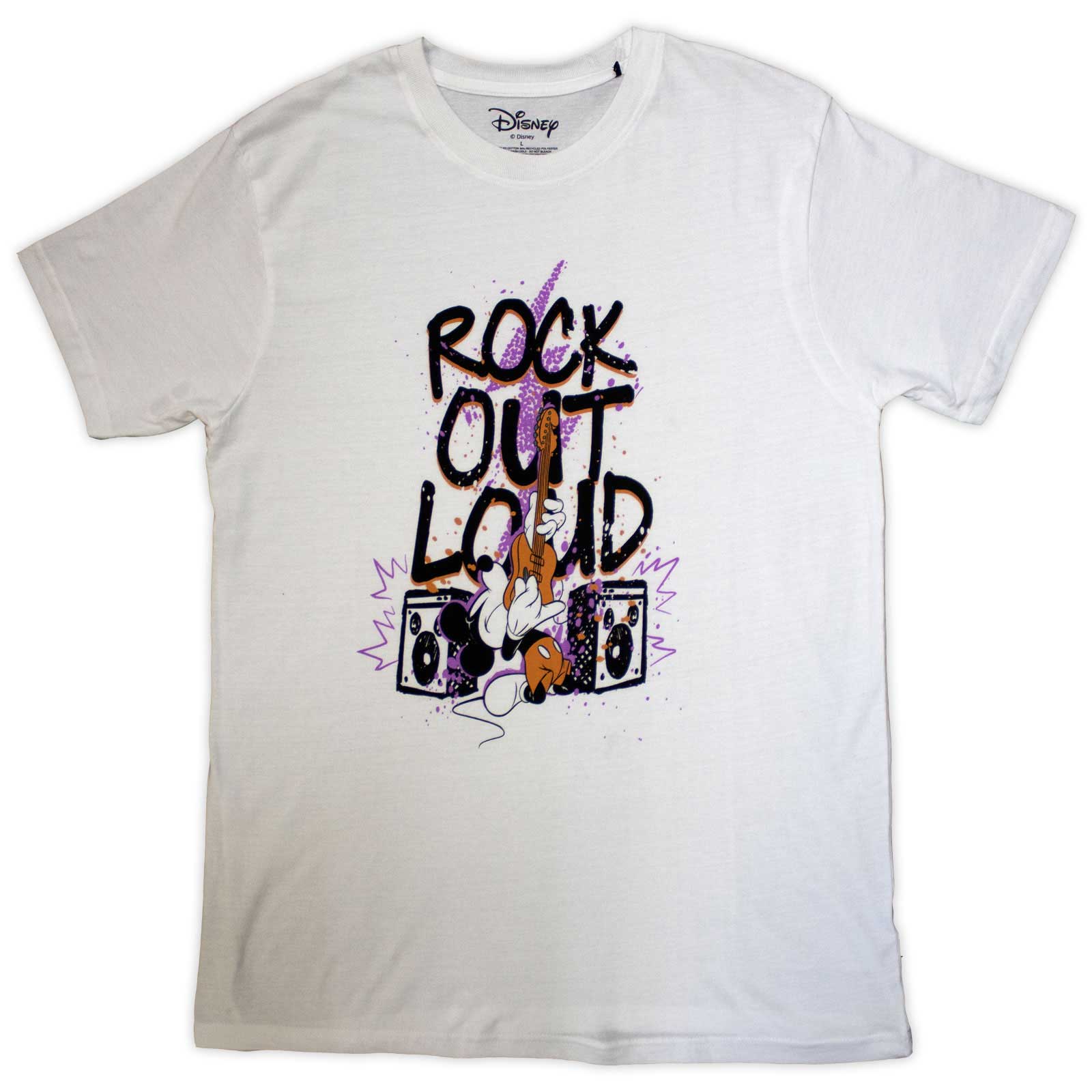 Mickey Mouse Unisex T-Shirt: Rock Out Loud (White)