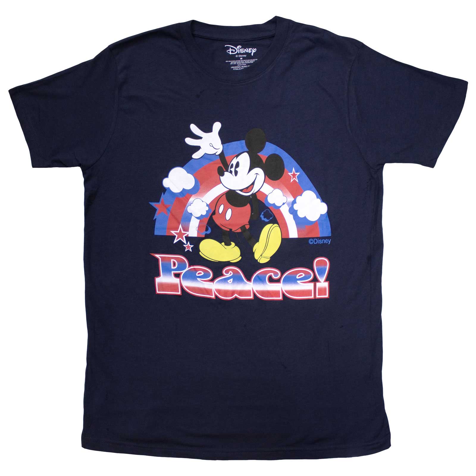 Mickey Mouse Unisex T-Shirt: Peace (Navy Blue)