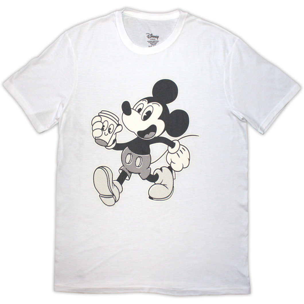 Disney Unisex T-Shirt: Mickey & Coffee (White)