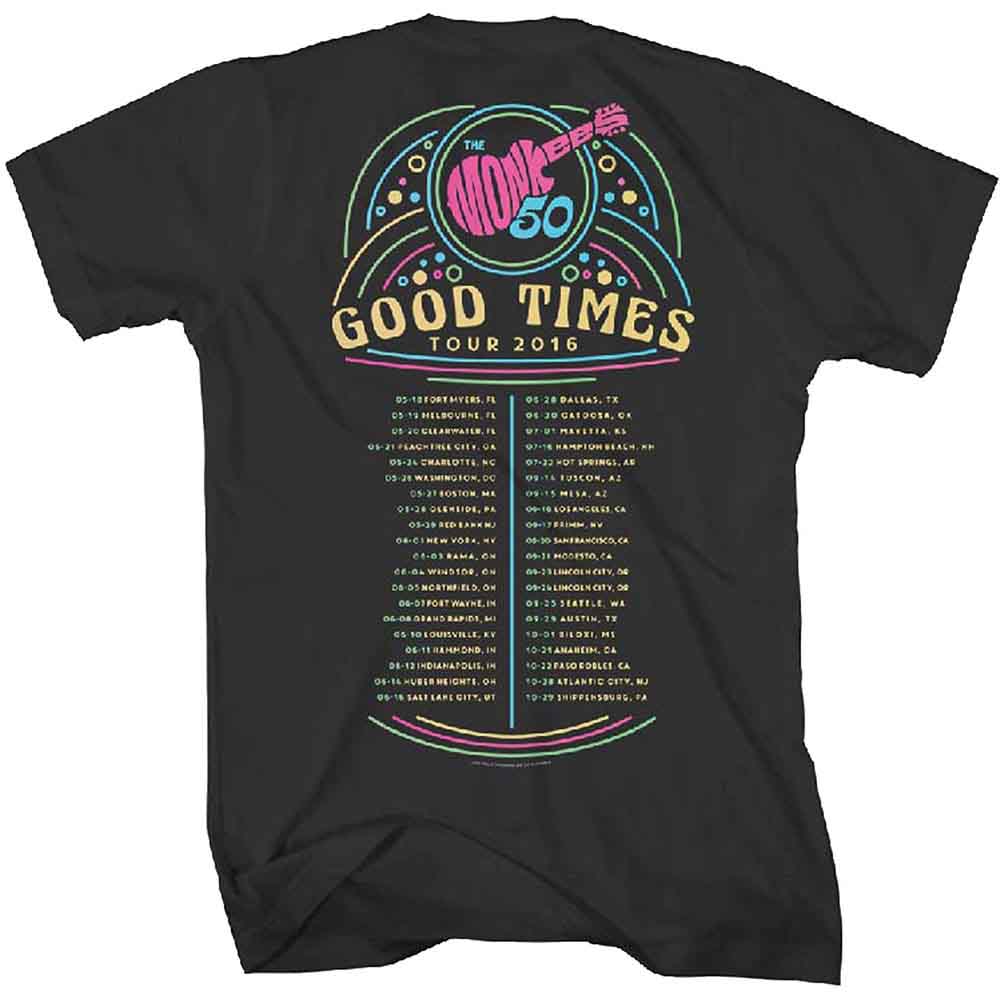 The Monkees Unisex T-Shirt: Guitar Discography (Black) (Back Print)