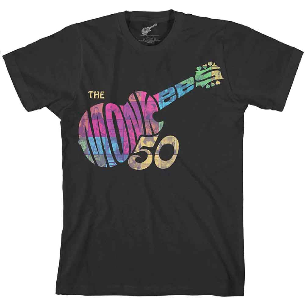 The Monkees Unisex T-Shirt: Guitar Discography (Black) (Back Print)