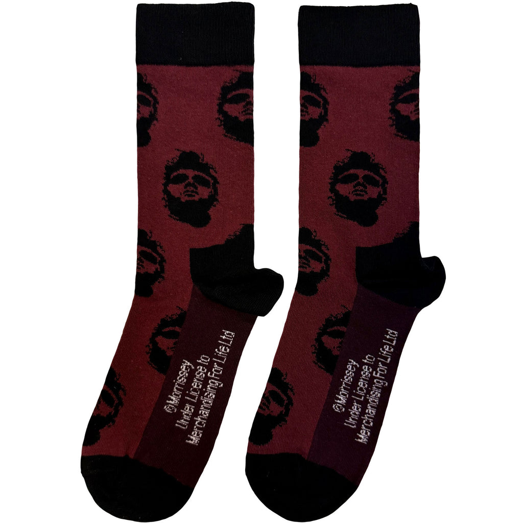 Morrissey Unisex Ankle Socks: Repeat Faces (Maroon) (UK Size 6 - 11)