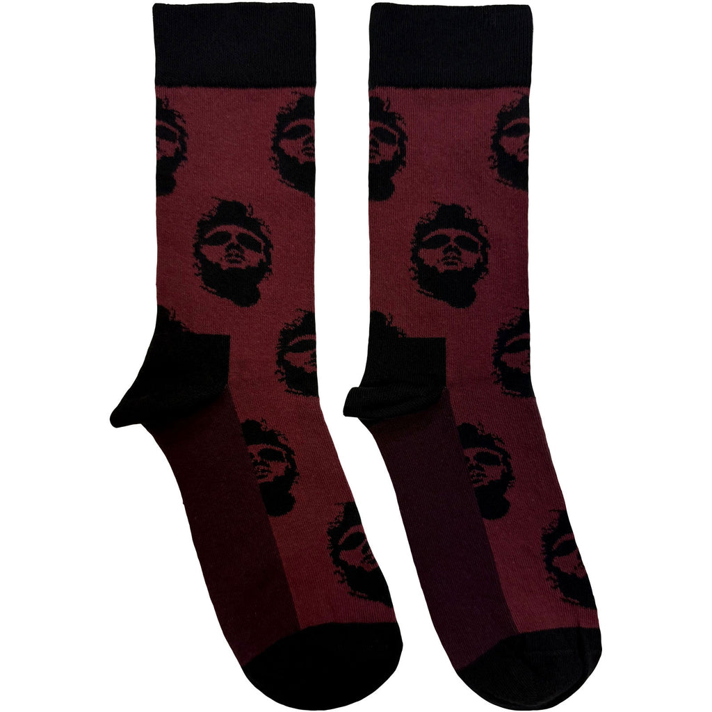 Morrissey Unisex Ankle Socks: Repeat Faces (Maroon) (UK Size 6 - 11)