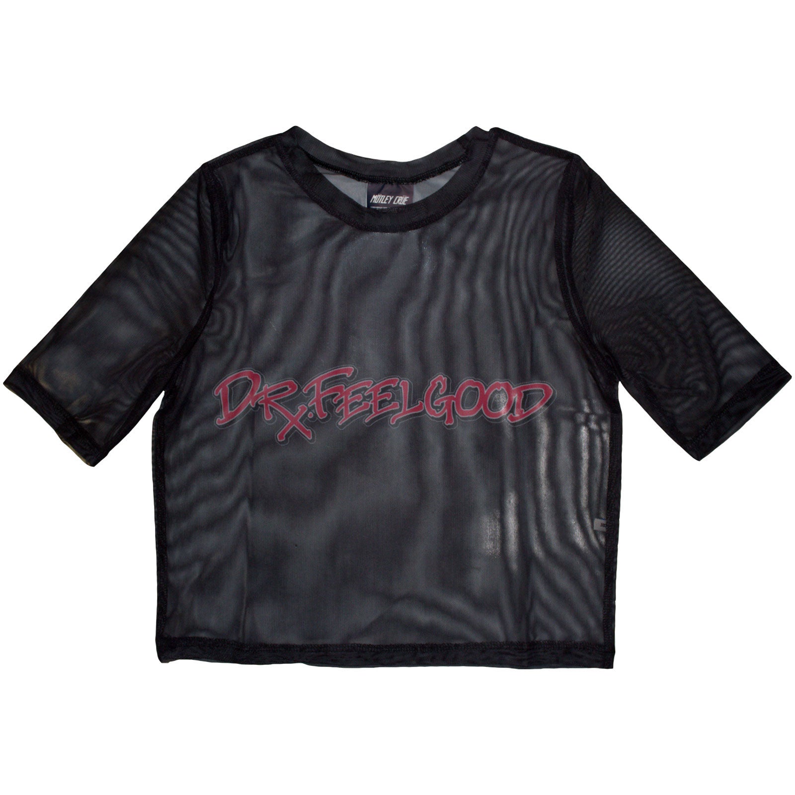 Motley Crue Ladies Mesh Crop Top: Dr Feelgood (Black)