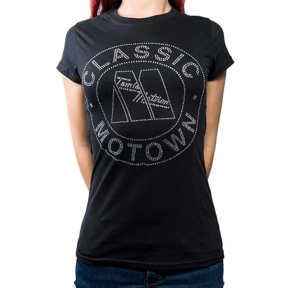Motown Records Ladies T-Shirt: Classic (Black) (Embellished)