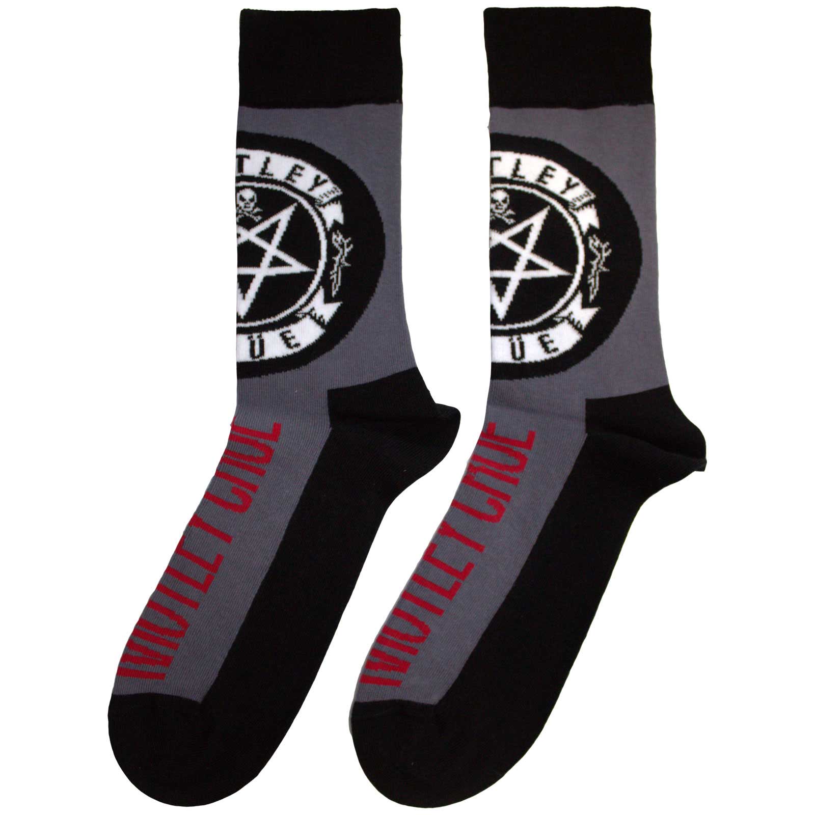 Motley Crue Unisex Ankle Socks: Pentagram Circle (Charcoal Grey) (UK Size 7 - 11)