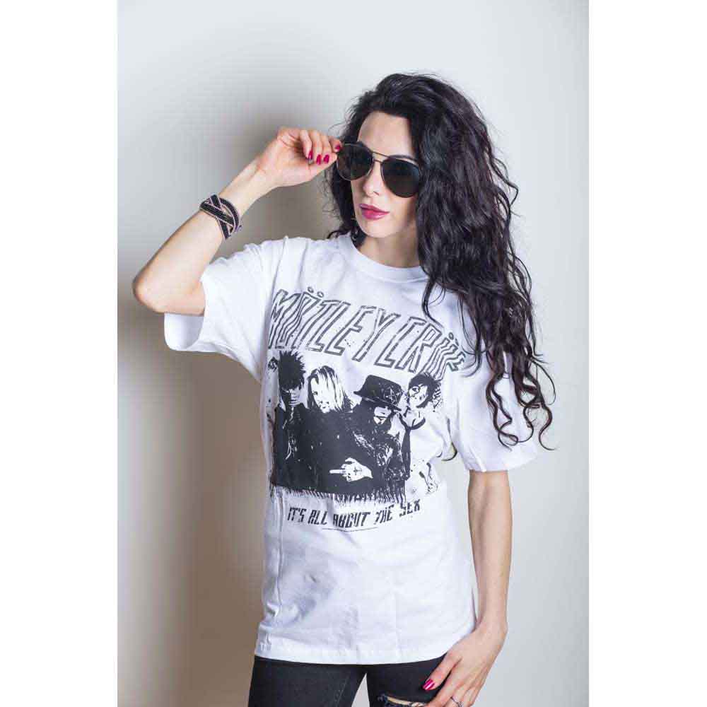 Motley Crue Unisex T-Shirt: Stencil (White)