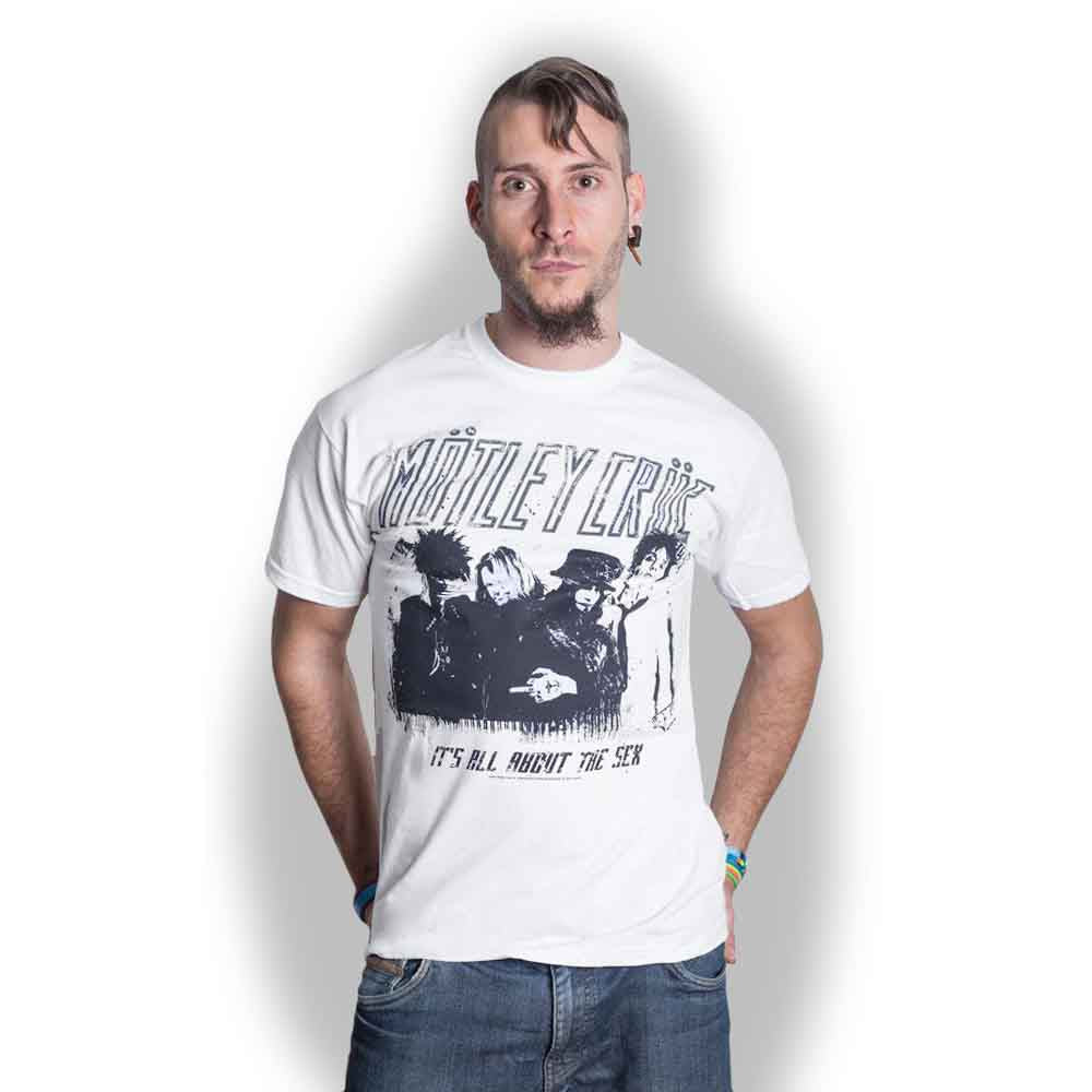Motley Crue Unisex T-Shirt: Stencil (White)