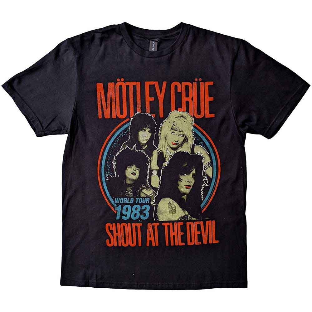 Motley Crue Unisex T-Shirt: Vintage World Tour Devil (Black)