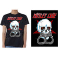 Motley Crue Unisex T-Shirt: Skull Cuffs 2 (Black)