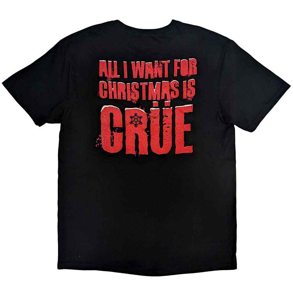 Motley Crue Unisex T-Shirt: Xmas Crue (Black) (Back Print)