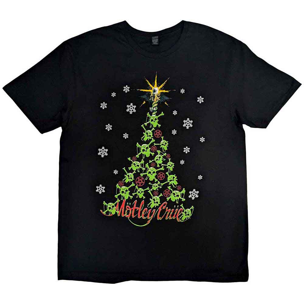 Motley Crue Unisex T-Shirt: Xmas Crue (Black) (Back Print)