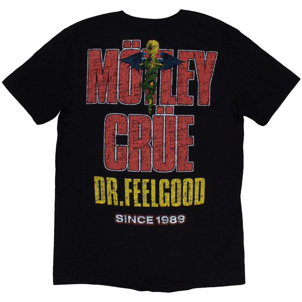 Motley Crue Unisex T-Shirt: Dr Feelgood Circle Photo 1 (Black) (Back Print)