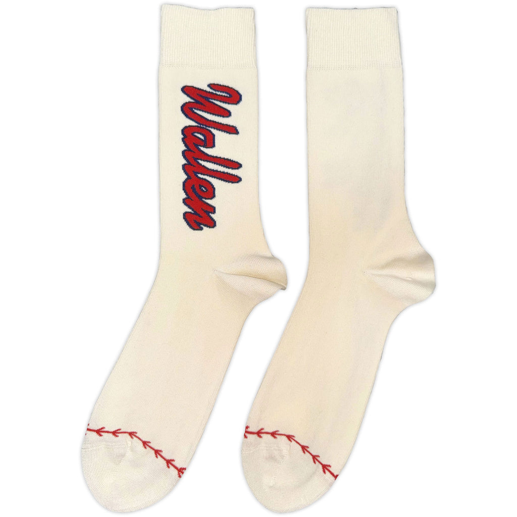 Morgan Wallen Unisex Ankle Socks: Red Logo Baseball (Natural) (UK Size 7 - 11)