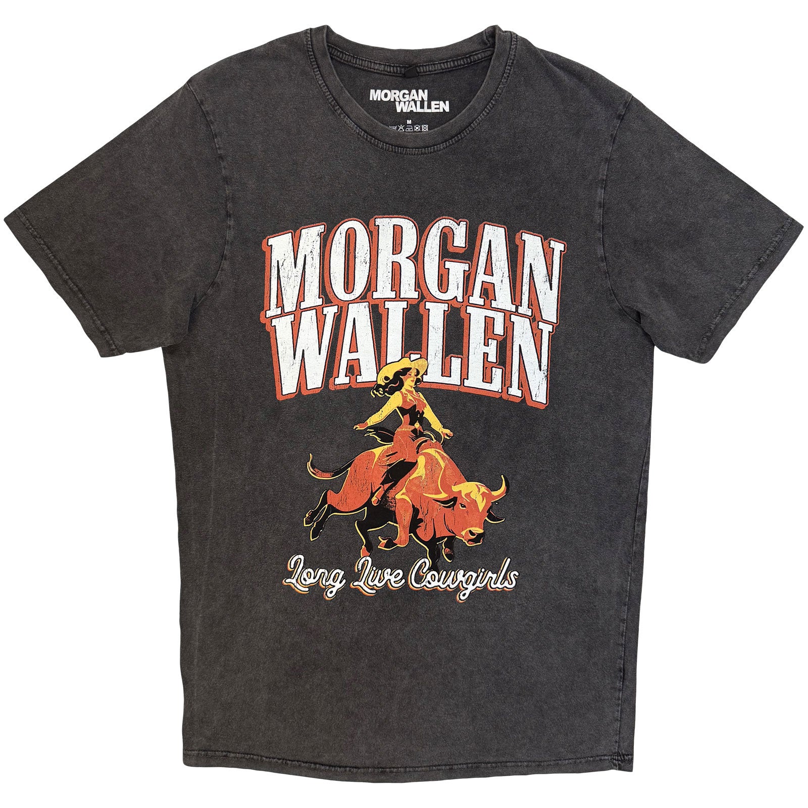 Morgan Wallen Unisex Stone Wash T-Shirt: Long Live Cowgirls (Charcoal Grey)