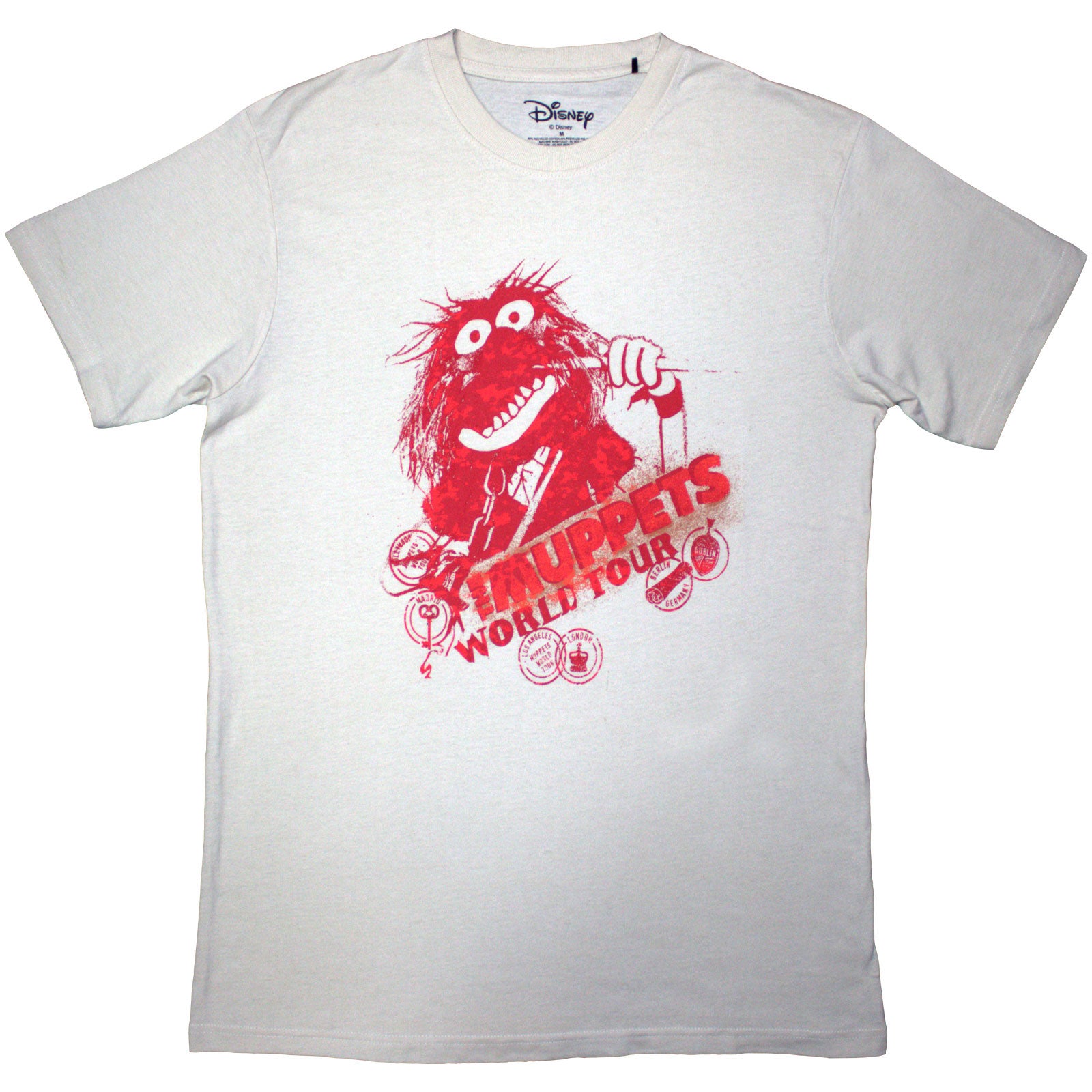 Disney Unisex T-Shirt: The Muppets Animal On Tour (Natural)