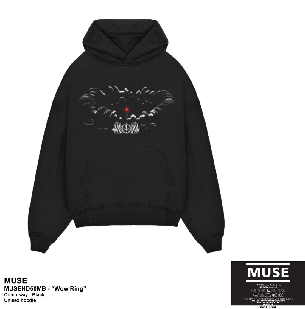 Muse Unisex Pullover Hoodie: Wow Ring (Black)