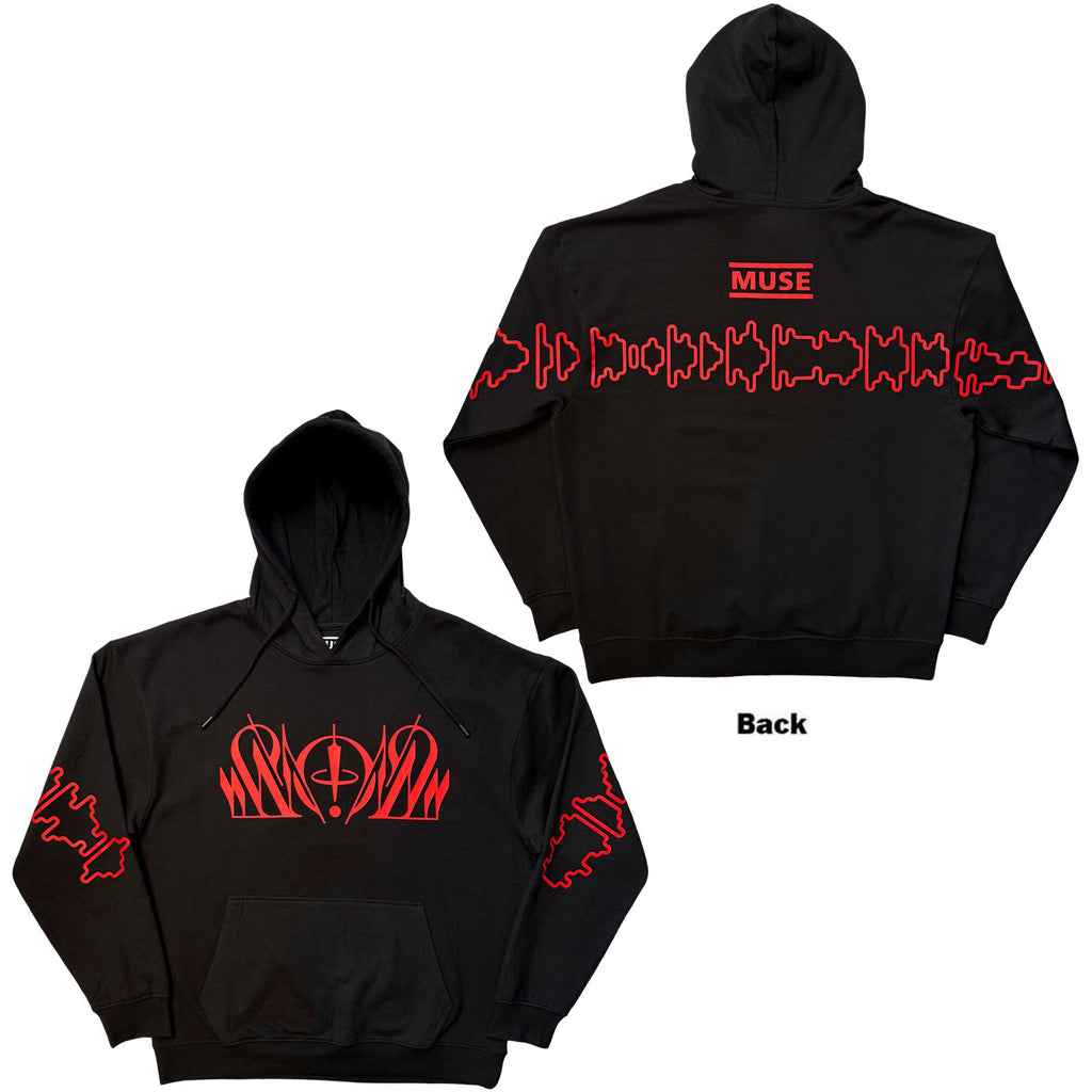 Muse Unisex Pullover Hoodie: The Wow Signal Outlines (Black) (Back Print)