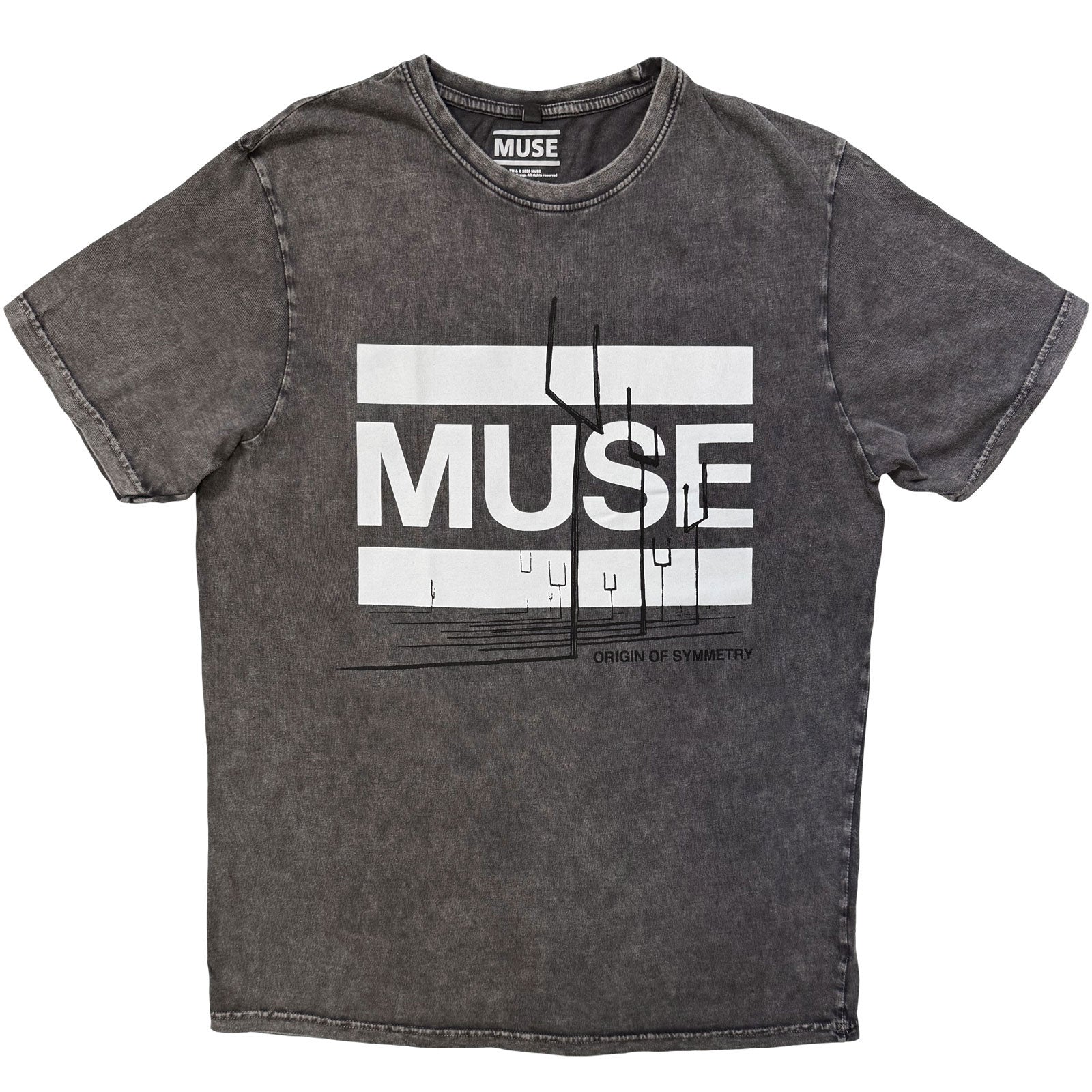 Muse Unisex Stone Wash T-Shirt: Origin Of Symmetry (Charcoal Grey)