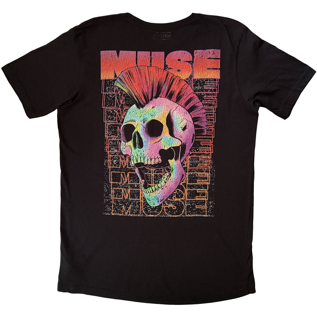 Muse Unisex T-Shirt: Punk Skull (Black) (Back Print)