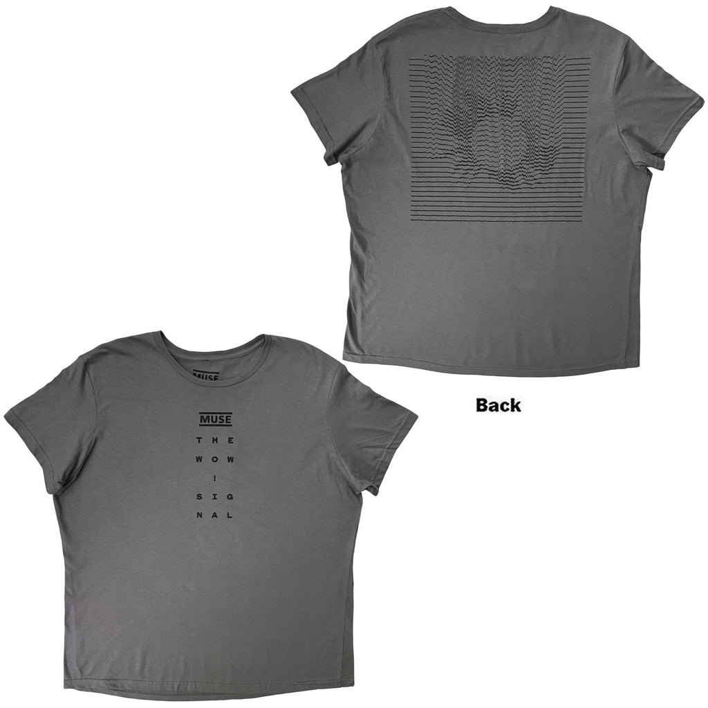 Muse Unisex T-Shirt: Logo and Signal (Grey) (Back Print)