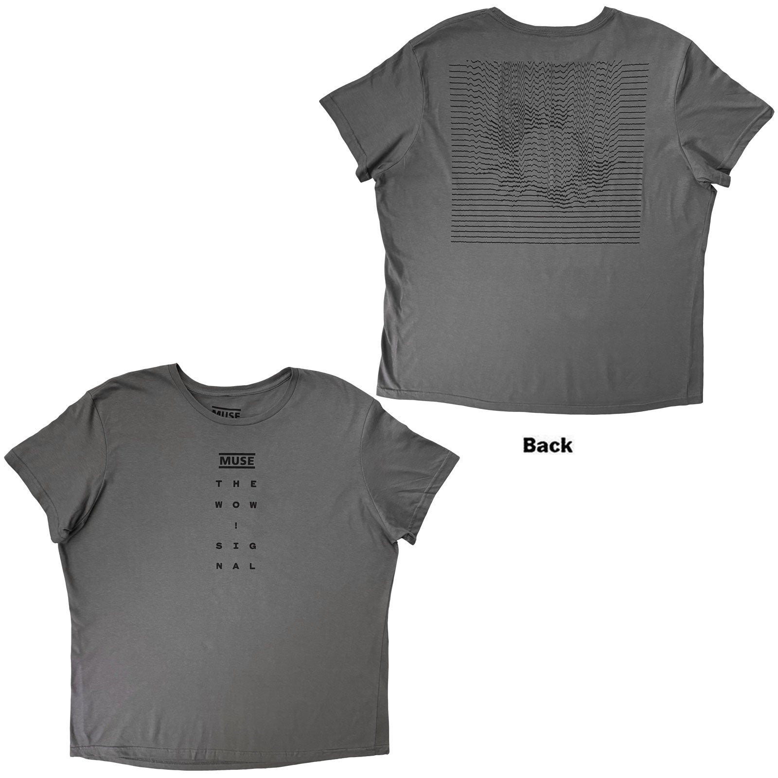 Muse Unisex T-Shirt: Logo and Signal (Grey) (Back Print)