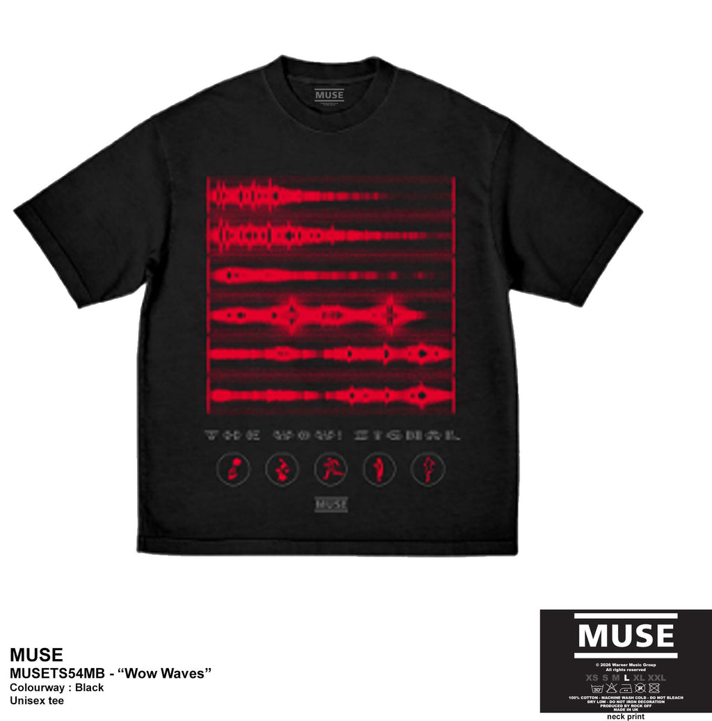 Muse Unisex T-Shirt: Wow Waves (Black)
