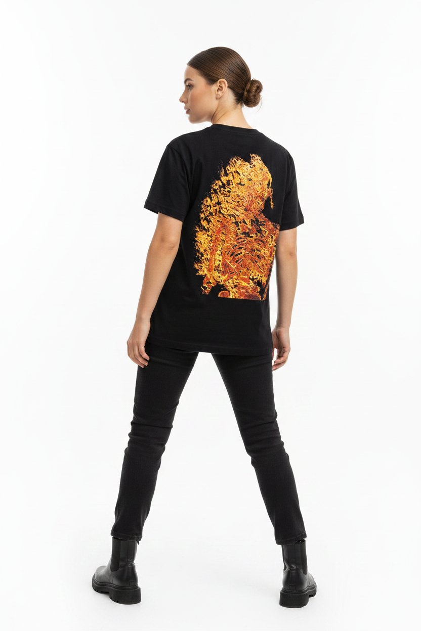 Megadeth: White Album Vic Flame Unisex T-Shirt (Black) (Back Print)